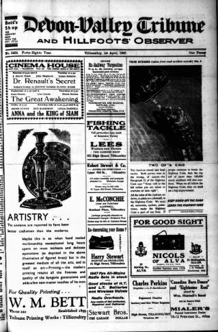 cover page of Devon Valley Tribune published on April 1, 1947