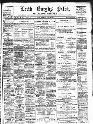 cover page of Leith Burghs Pilot published on April 1, 1882