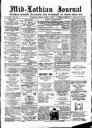 cover page of Mid-Lothian Journal published on April 1, 1892