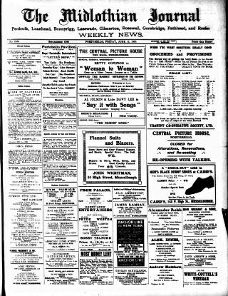 cover page of Mid-Lothian Journal published on June 13, 1930