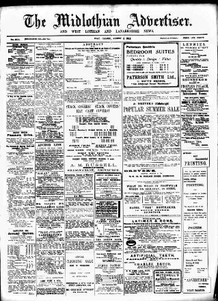 cover page of Midlothian Advertiser published on August 2, 1912