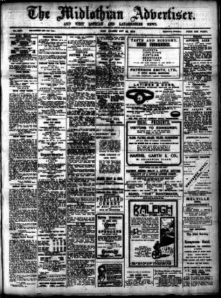 cover page of Midlothian Advertiser published on May 22, 1914