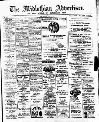 cover page of Midlothian Advertiser published on April 1, 1927