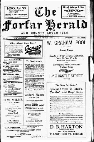 cover page of Forfar Herald published on June 13, 1924