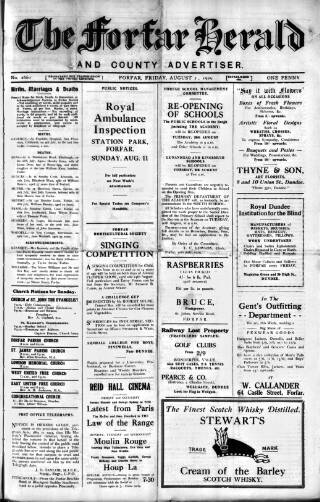 cover page of Forfar Herald published on August 2, 1929