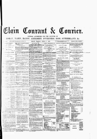 cover page of Elgin Courant and Morayshire Advertiser published on April 1, 1881