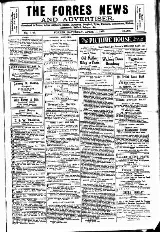 cover page of Forres News and Advertiser published on April 1, 1939
