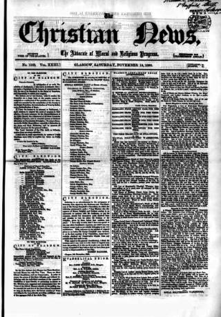 cover page of Christian News published on November 14, 1868