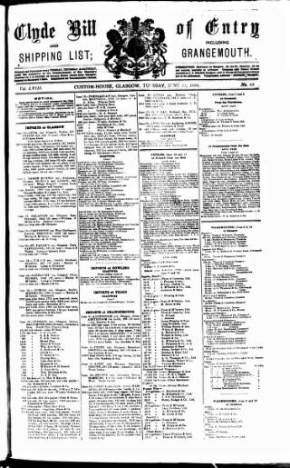 cover page of Clyde Bill of Entry and Shipping List published on June 13, 1899