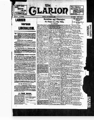 cover page of Clarion published on November 2, 1906