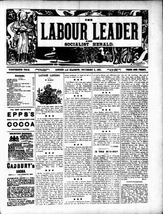 cover page of Labour Leader published on November 2, 1901