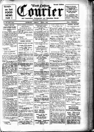 cover page of West Lothian Courier published on April 1, 1955