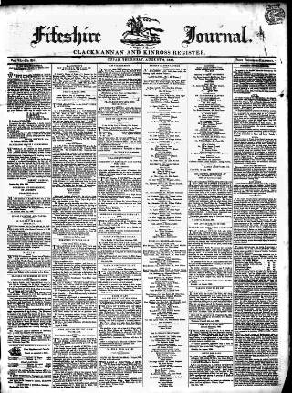 cover page of Fifeshire Journal published on August 2, 1838