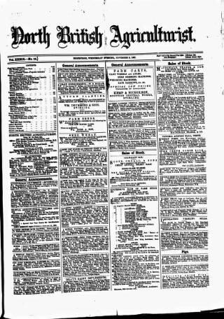 cover page of North British Agriculturist published on November 2, 1887