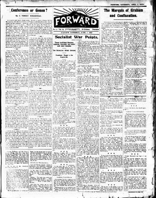 cover page of Forward (Glasgow) published on April 1, 1922