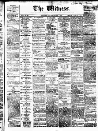 cover page of Witness (Edinburgh) published on August 2, 1845