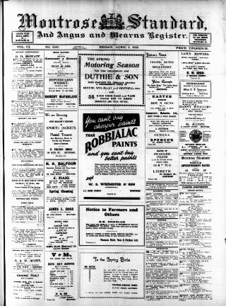 cover page of Montrose Standard published on April 1, 1938