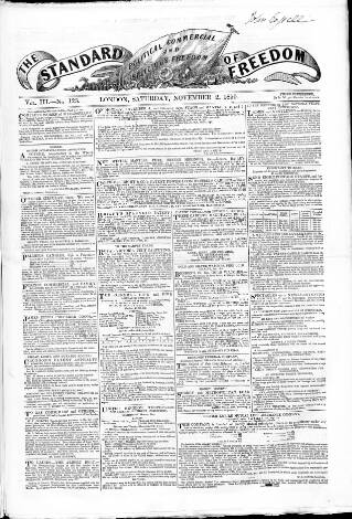 cover page of Standard of Freedom published on November 2, 1850