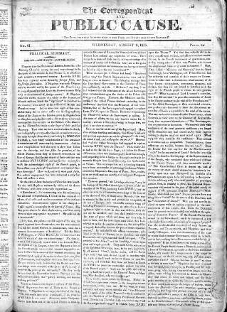 cover page of Public Cause published on August 2, 1815