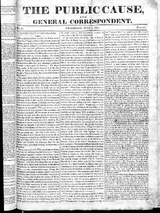 cover page of Public Cause published on June 5, 1816