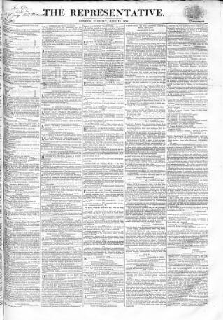 cover page of Representative 1826 published on June 13, 1826