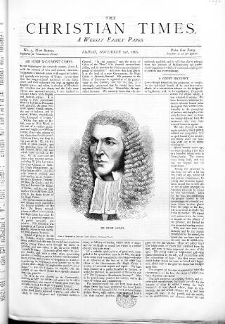 cover page of Christian Times published on November 2, 1866