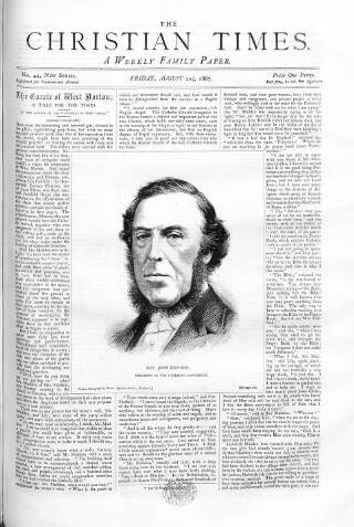 cover page of Christian Times published on August 2, 1867