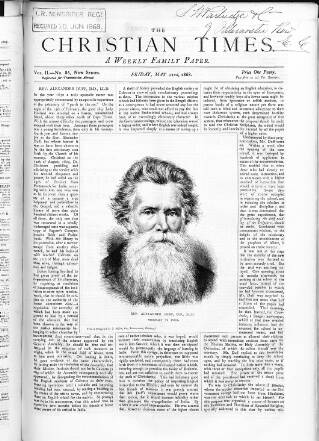 cover page of Christian Times published on May 22, 1868