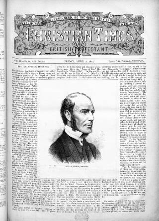 cover page of Christian Times published on April 1, 1870