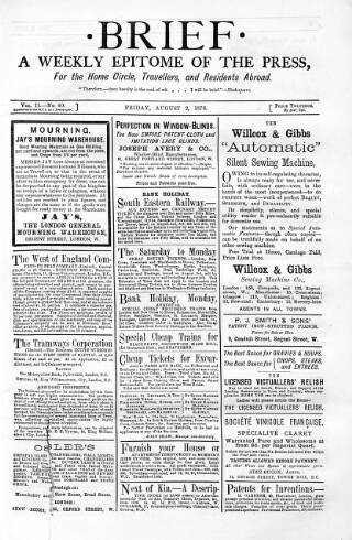 cover page of Brief published on August 2, 1878