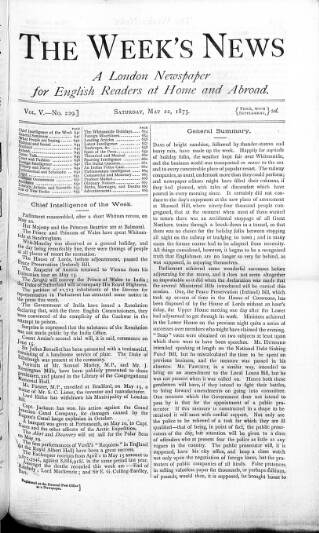 cover page of Week's News (London) published on May 22, 1875