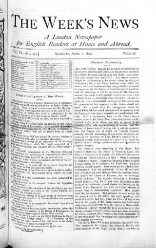 cover page of Week's News (London) published on April 1, 1876