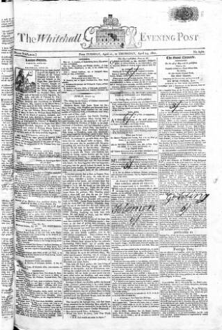 cover page of Whitehall Evening Post published on April 23, 1801
