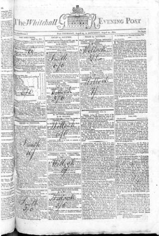 cover page of Whitehall Evening Post published on August 22, 1801