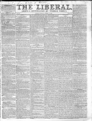 cover page of Weekly Times (London) published on August 2, 1829