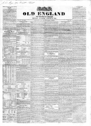 cover page of Old England published on August 2, 1841