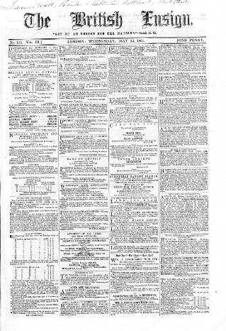 cover page of British Ensign published on May 22, 1861