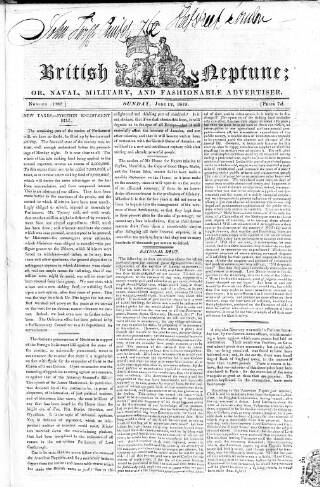 cover page of British Neptune published on June 13, 1819