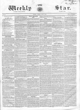 cover page of Weekly Star and Bell's News published on May 10, 1857