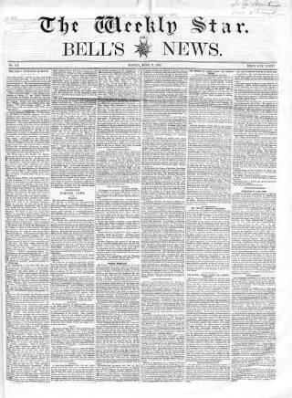 cover page of Weekly Star and Bell's News published on June 21, 1857