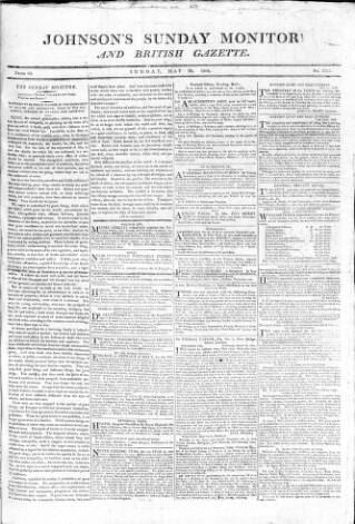 cover page of Johnson's Sunday Monitor published on May 22, 1808