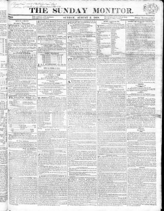 cover page of Johnson's Sunday Monitor published on August 2, 1818