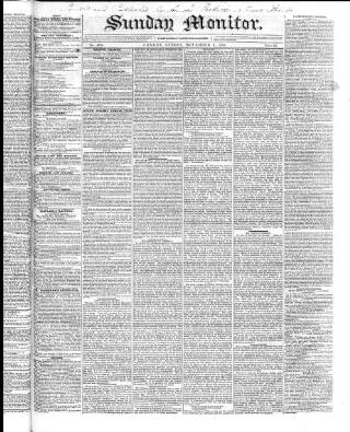cover page of Johnson's Sunday Monitor published on November 2, 1828