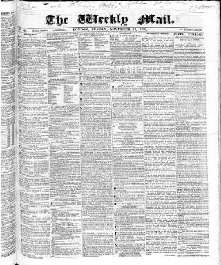 cover page of Weekly Mail (London) published on November 13, 1859