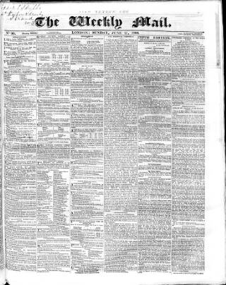 cover page of Weekly Mail (London) published on June 17, 1860
