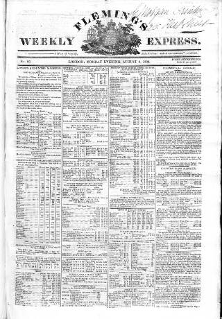 cover page of Fleming's British Farmers' Chronicle published on August 2, 1824