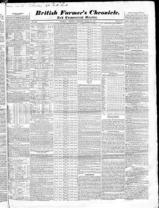 cover page of Fleming's British Farmers' Chronicle published on April 30, 1827