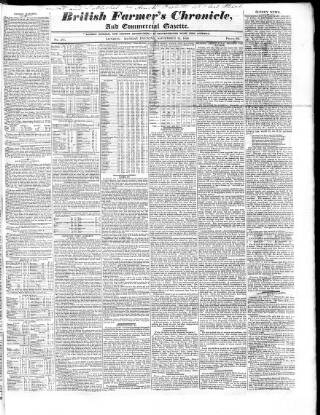 cover page of Fleming's British Farmers' Chronicle published on November 10, 1828