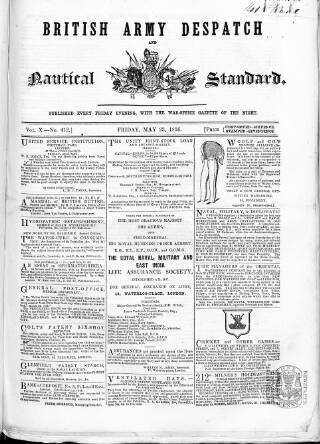 cover page of British Army Despatch published on May 23, 1856