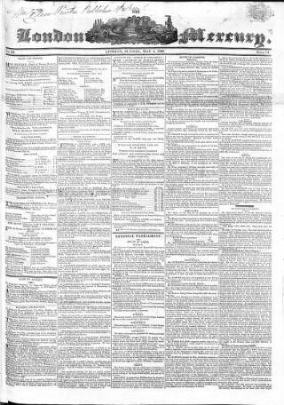 cover page of London Mercury 1828 published on May 4, 1828